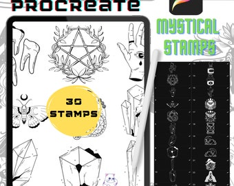 Procreate Brushes Mystical Witch Procreate Stamp Brush Pack Tattoo Stencil Procreate Brushes Instant Digital Download Tattoo Stamps
