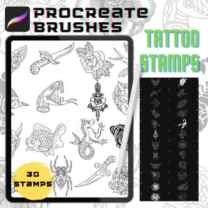Procreate Brushes Tattoo Old School Procreate Stamp Brush Pack Tattoo Stencil Procreate Brushes Instant Digital Download Tattoo Stamps