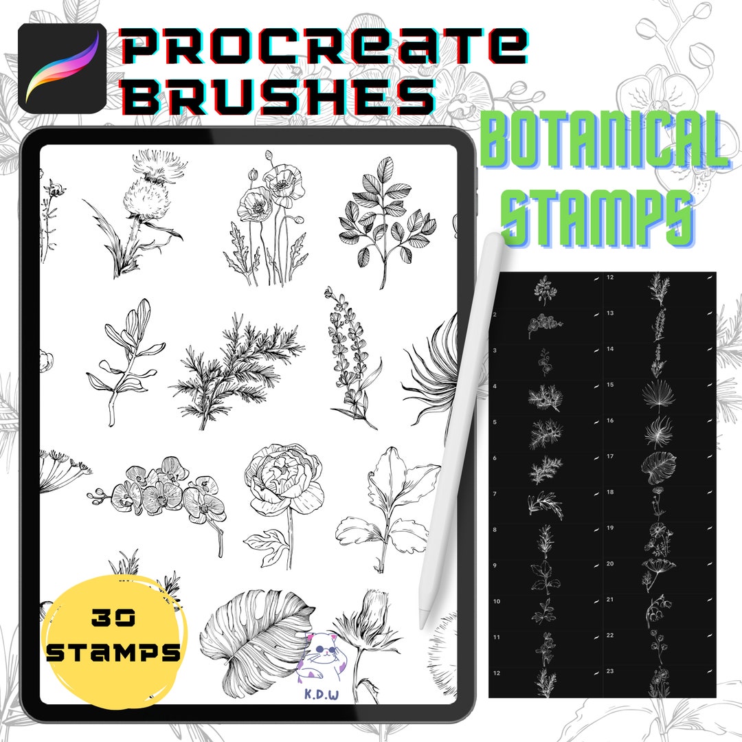 Procreate Brushes Botanical and Floral Procreate Stamp Brush Pack ...