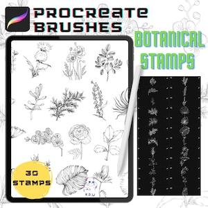 Procreate Brushes Botanical and Floral Procreate Stamp Brush Pack Tattoo Stencil Procreate Brushes Instant Digital Download Tattoo Stamps