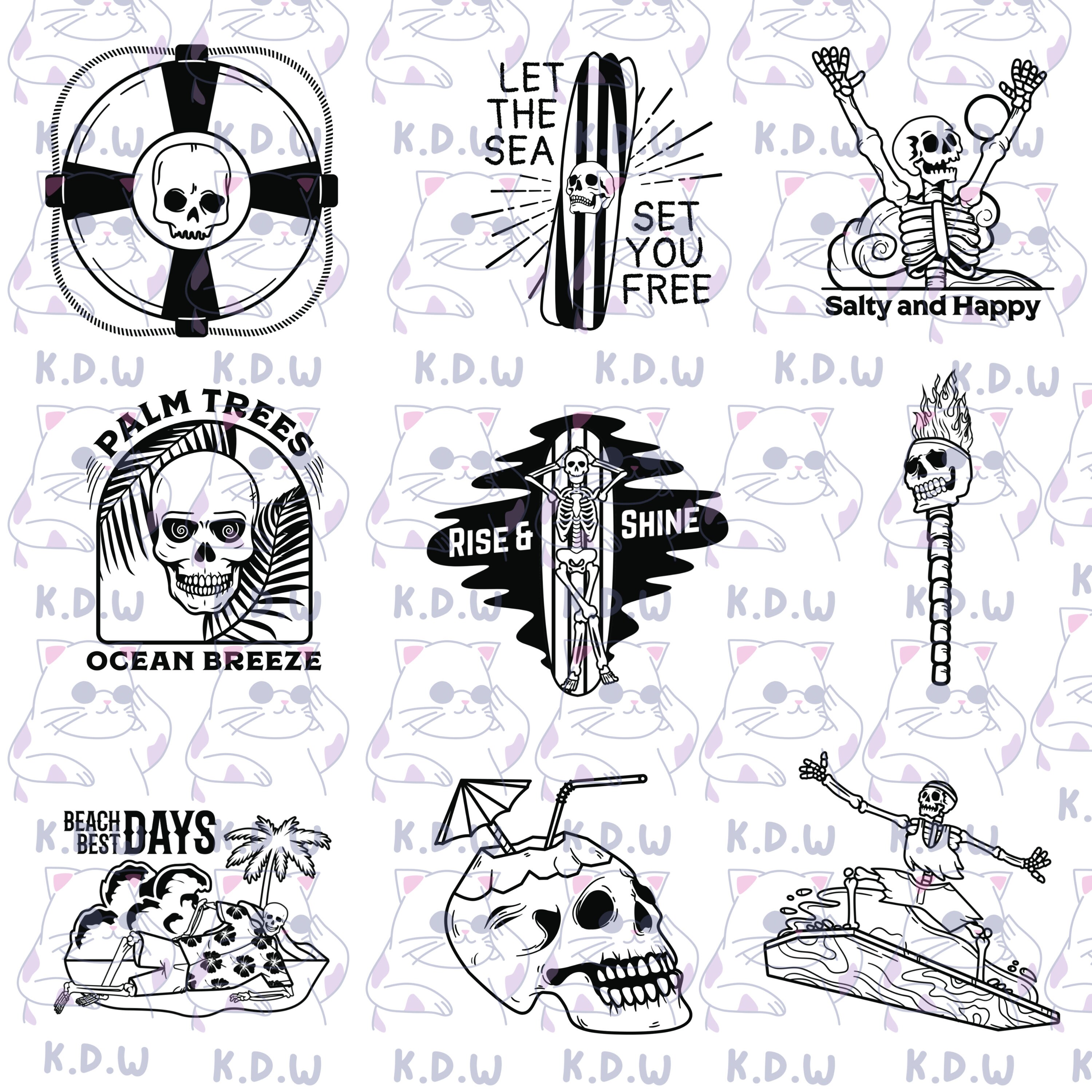 Procreate Brushes Summer Stamp Skull Procreate Stamp Brush Pack Tattoo ...