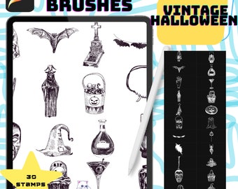 Procreate Brushes Halloween stamps fall Procreate Stamp Brush Pack Tattoo Stencil Procreate Brushes Instant Digital Download Tattoo Stamps