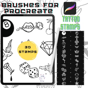 Procreate Brushes Tattoo Old School Procreate Stamp Brush Pack Tattoo Stencil Procreate Brushes Instant Digital Download Tattoo Stamps