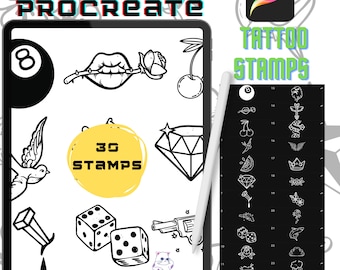 Procreate Brushes Tattoo Old School Procreate Stamp Brush Pack Tattoo Stencil Procreate Brushes Instant Digital Download Tattoo Stamps