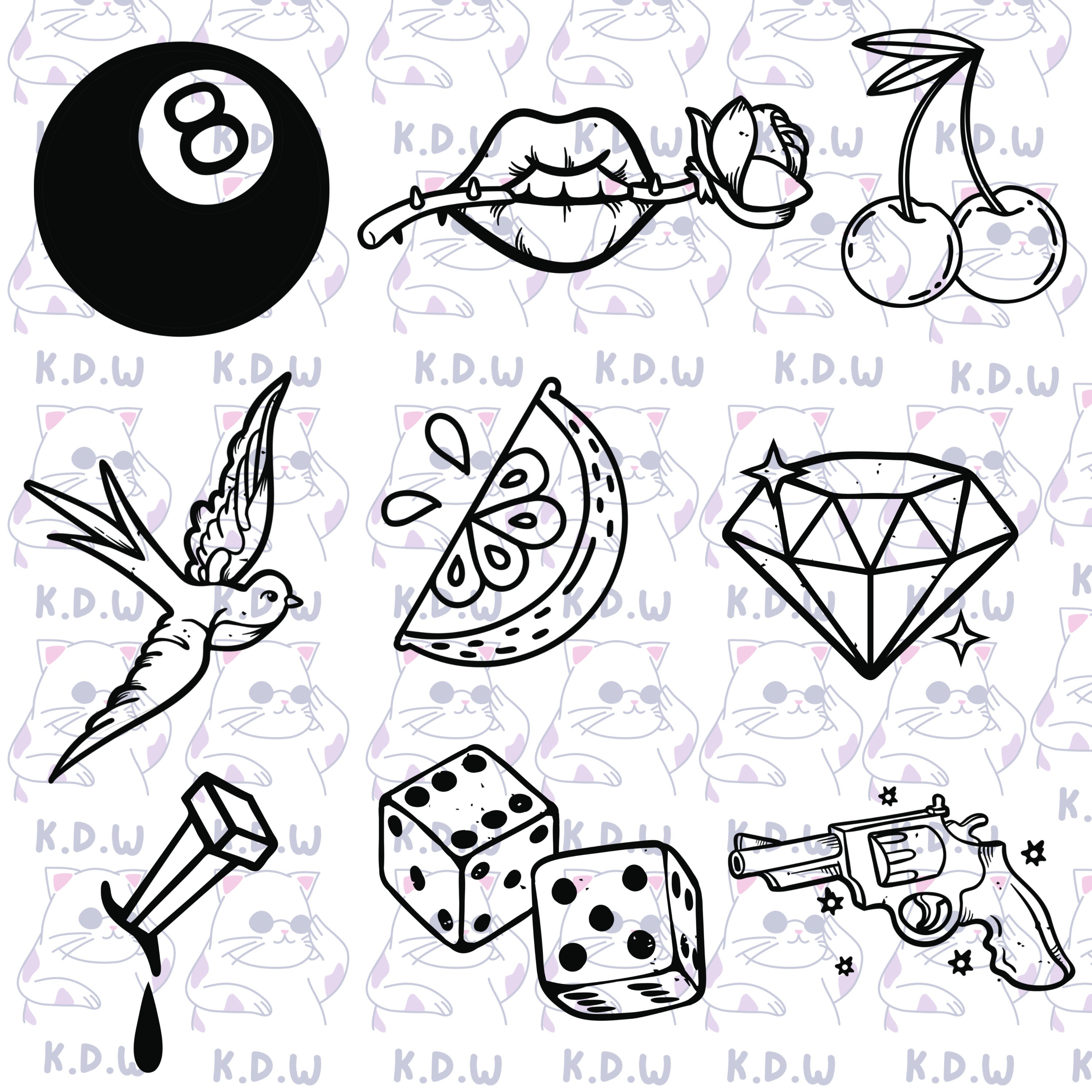 Procreate Brushes Tattoo Old School Procreate Stamp Brush Pack Tattoo ...