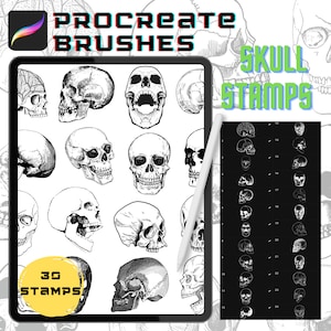 Tattoo Procreate Brushes Skull Procreate Stamp Brush Pack Tattoo Stencil Procreate Brushes Instant Digital Download Tattoo Stamps