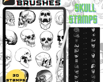 Tattoo Procreate Brushes Skull Procreate Stamp Brush Pack Tattoo Stencil Procreate Brushes Instant Digital Download Tattoo Stamps