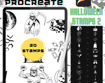 Procreate Brushes vintage Fall Halloween Procreate Stamp Brush Pack Tattoo Stencil Procreate Brushes Instant Digital Download Tattoo Stamps