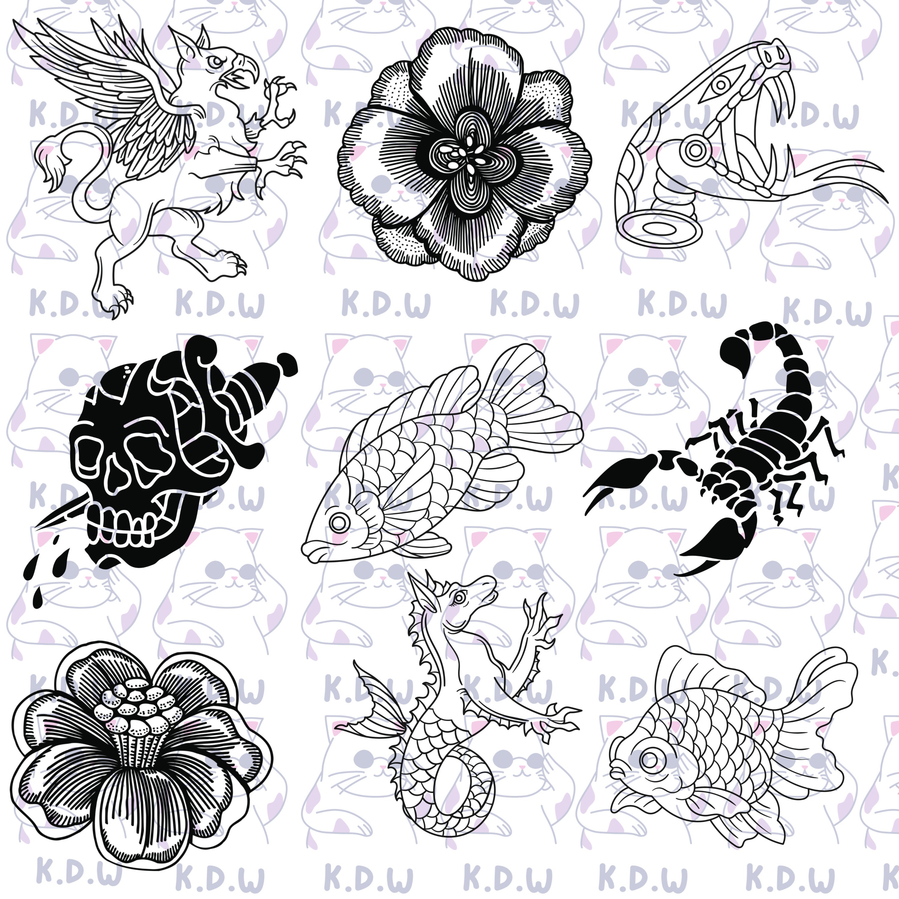 Procreate Brushes Tattoo Old School Procreate Stamp Brush Pack Tattoo ...