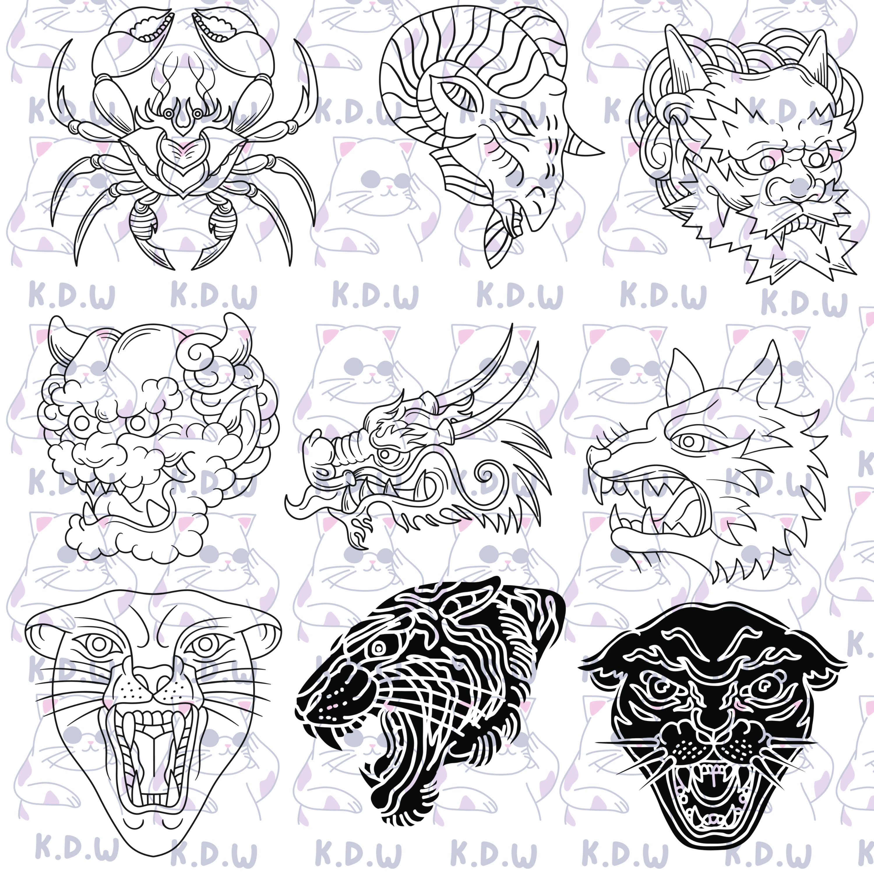 Procreate Brushes Tattoo Old School Procreate Stamp Brush Pack Tattoo ...