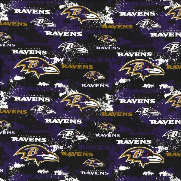 Baltimore Ravens Fabric Football NFL Fabric in Black 100% Cotton Fabric from Fabric Traditions