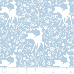 Disney Bambi Silhouette in Blue 1/3 YARD Fabric from Camelot 100% Cotton