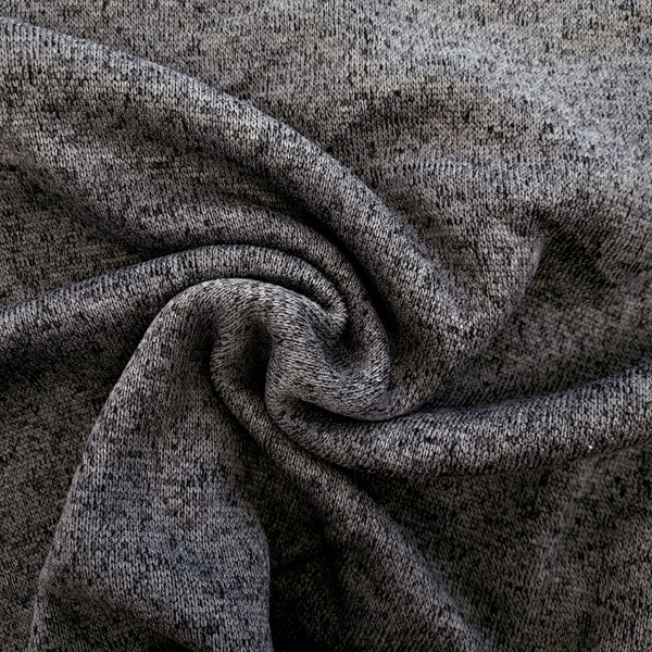 FLEECE Heather Gray Knitted Sweater Fleece PRE-CUT Fabric 100% Polyester