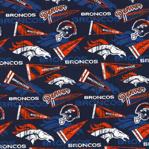 Denver Broncos Fabric NFL Football Fabric Pennants 100% Cotton from Fabric Traditions