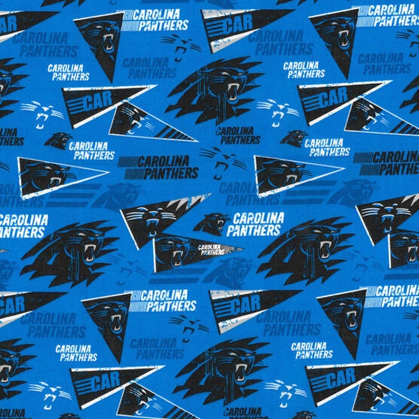Carolina Panthers Fabric NFL Football Fabric Pennants 100% Cotton from Fabric Traditions