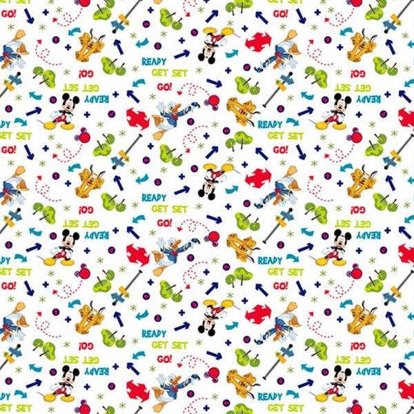 Disney Tree Toss Mickey Donald and Pluto FAT QUARTER Fabric from Springs Creative 100% Cotton