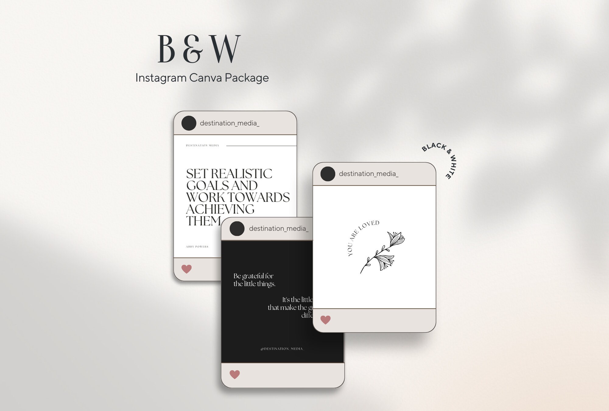 Black and White Template Package for Instagram - Etsy