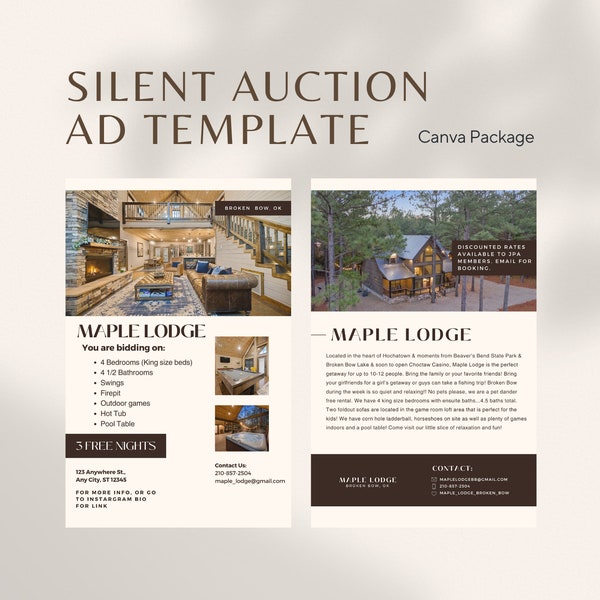 Silent Auction STR Advertisement Template- Classic Style