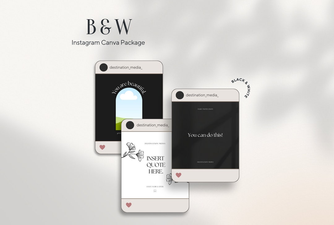 Black and White Template Package for Instagram - Etsy