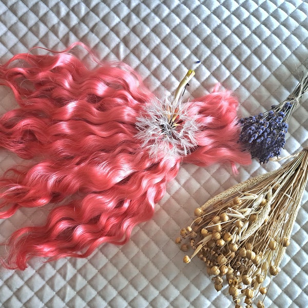 Rizos naturales de cabra, para cabello de muñecas hecho a mano, mohair para muñecas, rizos de angora, cabello teñido para muñecas