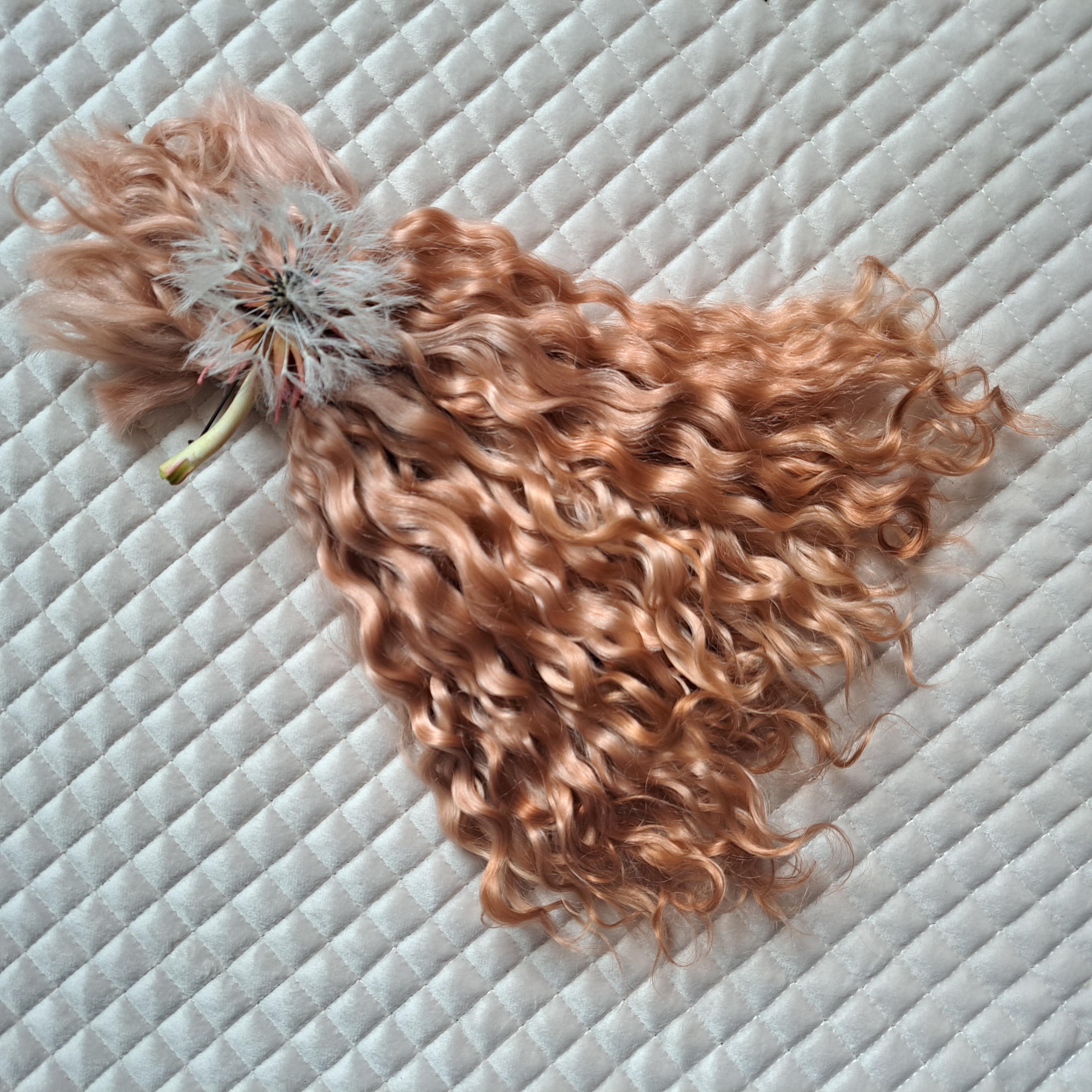 natural curls of goats, for handmade dolls hair,mohair for doll ,angora curls.dyed hair for dolls //13//