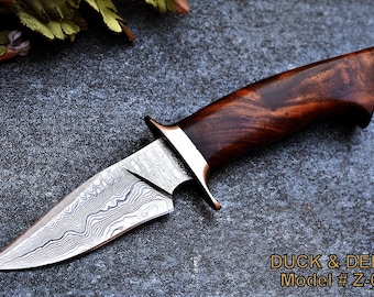 Damascus Knive, Damascus Bowie Knife, Handmade Damascus Hunting Knife,  Wedding Anniversary Gift for Him, Christmas Gift for Men. Z-60