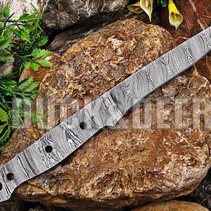 8.5&quot; long Damascus blank blade, custom handmade damascus steel blank blade hunting knife