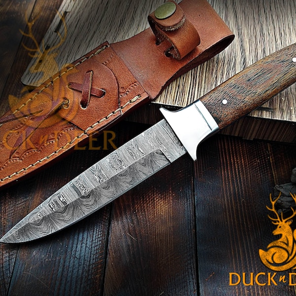 Handmade Damascus Knife, Damascus Knife, Damascus Hunting Knife, Damascus Fixed Blade Knife, Damascus Bowie Knife. Engraved Damascus Knive,