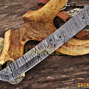 11&quot; long Damascus blank blade, custom handmade damascus steel Tanto blank blade hunting knife