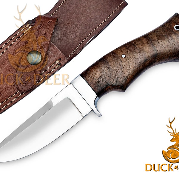 Handmade Bushcraft Knife with sheath, Fixed Blade Hunting Knife, Damascus knife, Skinner knife, Canping Knife, Christmas Gift for Men/Him