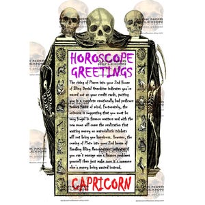 Carte de voeux numérique Capricorne drôle astrologie horoscope zodiaque pour D&D, sorcière, sorcier, papa, épouse, mère, soeur, frère et meilleure amie - 5 x 6,5 pouces