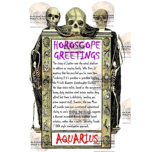Digitale Astrologie Horoskop Sternzeichen Wassermann Grußkarten für D&D, Hexe, Zauberer, Vater, Frau, Mutter, Schwester, Bruder und BFF-5x6.5"