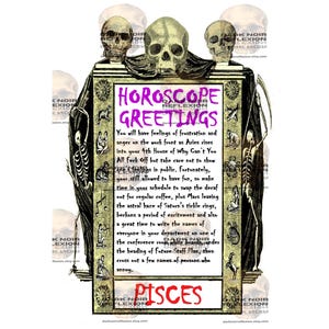 Biglietto d'auguri digitale con astrologia, oroscopo e zodiaco dei Pesci, divertente per D&D, strega, mago, papà, moglie, madre, sorella, fratello e migliore amico - 5x6,5"