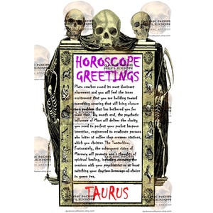 Carte de voeux numérique Taureau astrologie astrologique horoscope zodiaque pour D&D, sorcière, sorcier, papa, épouse, mère, soeur, frère et meilleure amie - 5 x 6,5 pouces