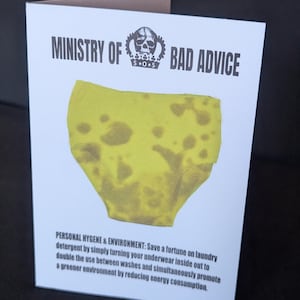 Minimatur für schlechte Ratschläge - Dirty Unterwäsche: Büro, Frau, Satire, Väter, Mütter, Bruder und Schwester druckbare digitale Download Karte -5x7"