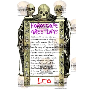 Digital Leo Lustige Astrologie Horoskop Sternzeichen Grußkarte für D & D, Hexe, Zauberer, Vater, Frau, Mutter, Schwester, Bruder und BFF - 13x16,5 cm