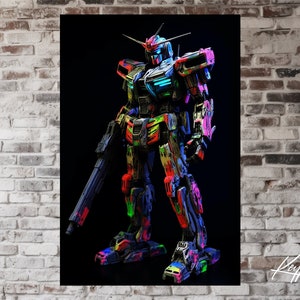 Gundam Inspired Abstract Robot Wall Art Framed Poster