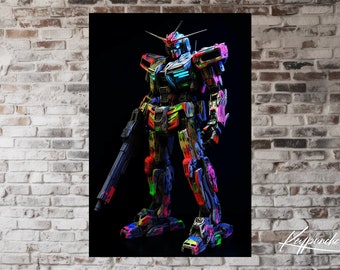 Gundam Inspiriert Abstrakte Roboter Wandkunst Gerahmtes Poster