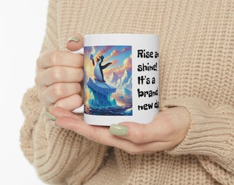 Motivational Ceramic Mug - Rise and Shine! Perfect for Gifts, Morning Coffee, Inspirational Decor, Home Office