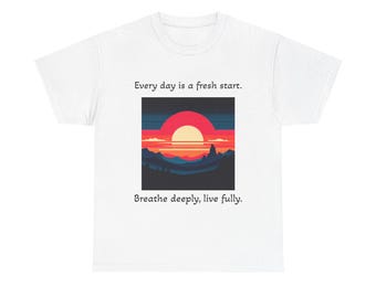 Sunrise Inspiration Unisex Heavy Cotton Tee, Motivational Shirt, Graphic Tee, Gift for Him/Her, Positive Vibes, Everyday Wear