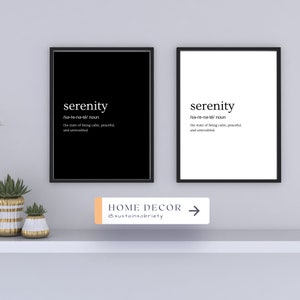 Serenity Definition Poster | AA NA Sober Recovery, Digital Download