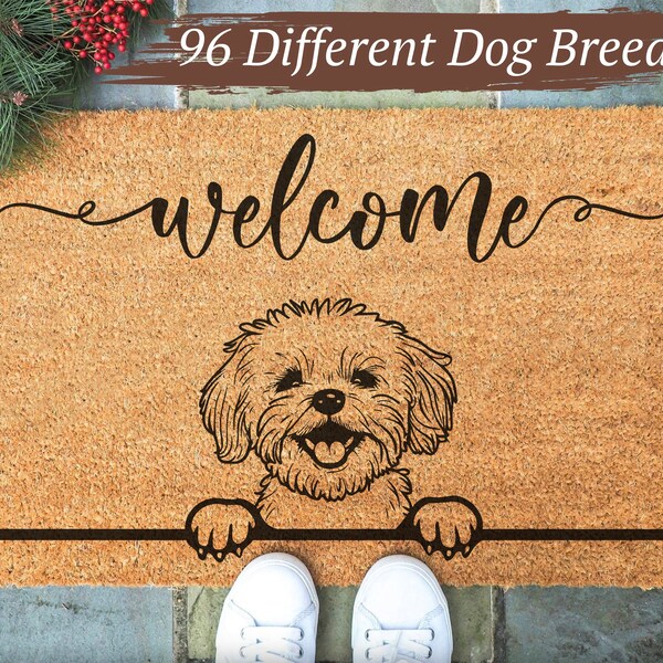 Dog Welcome Mat, Custom Doormat, Unique Doormat, Dog Mom Gift, Memorial Gift, Pet Owner Gift, Personalized Coir Doormat, Dog Lover Gift