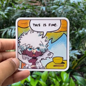 Hero Anime : Sticker en vinyle brillant This Is Fine DABI