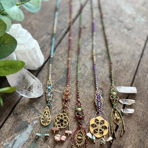 Bohemian Beaded Hair Wrap: Brass Charm, Crystal Micromacrame Dreadlock Jewelry