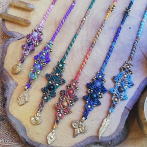 Micromacrame Hair Wrap: Crystal & Bead Hair Jewelry, Handmade 17&quot;