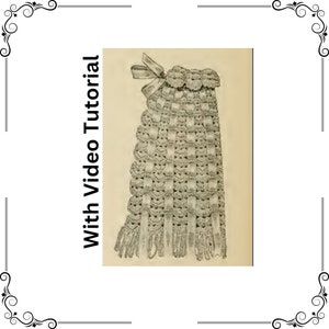 Crochet *WITH VIDEO TUTORIAL* 1891 capelet with ribbon accents, Vintage Crochet Pattern