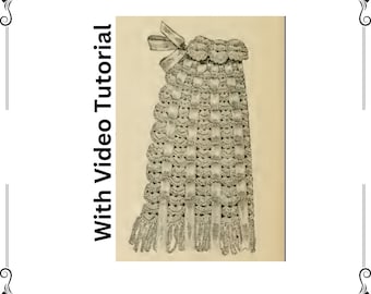 Crochet *WITH VIDEO TUTORIAL* 1891 capelet with ribbon accents, Vintage Crochet Pattern