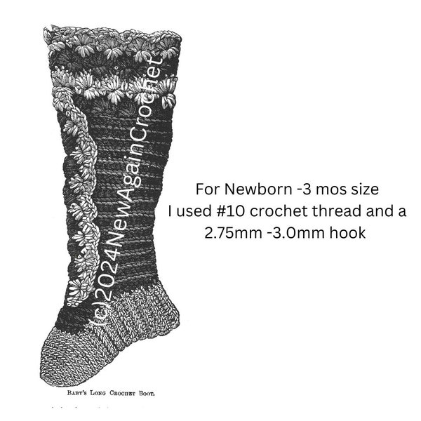 1885 Crochet Baby Boot Pattern ( With Video Tutorial, **see description for explanation**)