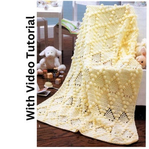 Crochet * WITH VIDEO TUTORIAL* Elegant Diamonds & Pineapple Throw Blanket | Baby Blanket
