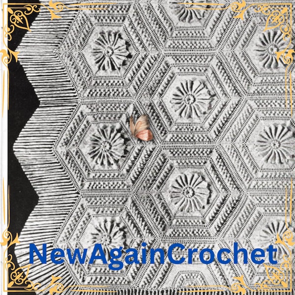 Crochet ** WITH VIDEO TUTORIAL**  1944 Water Lily Bedspread Pattern , Vintage Crochet, Pattern Only